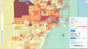 Map of Miami, FL with data overlaid