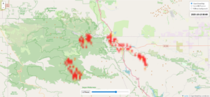 map with fire data overlaid