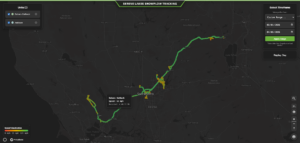 Map showing snowplow routing in green lines