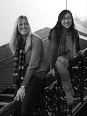 Sliding down Science Hall stairs with Cheryl Yeung