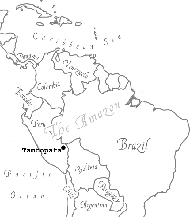 Locator map for Tambopata, Peru